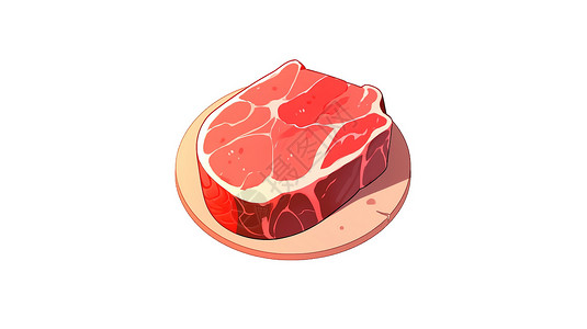 原切牛排肉类3D图标插画