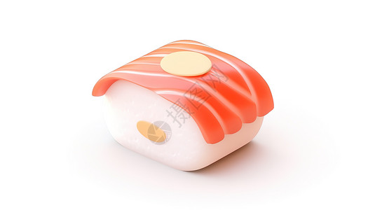 三文鱼图标可爱的形状寿司3d卡通图标插画