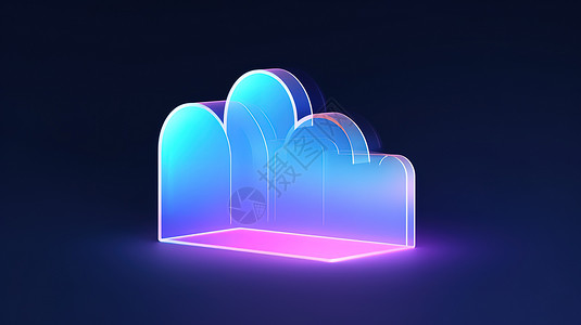 科技镭射云朵3D图标黑色背景背景图片