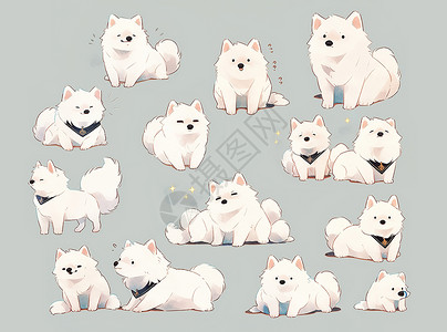 可爱的白色狗狗表情包图标背景图片