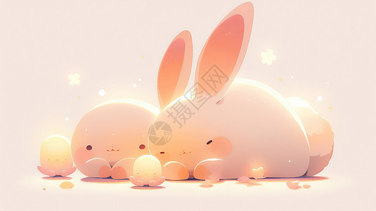 趴着睡觉可爱的卡通小白兔图片