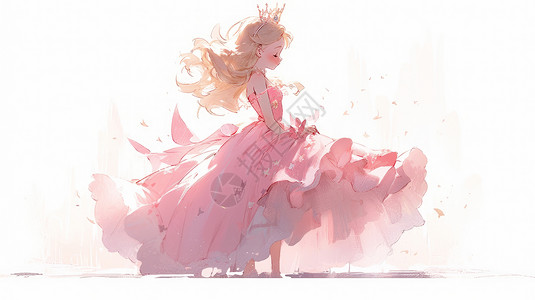 穿粉色公主裙优雅的卡通小公主图片