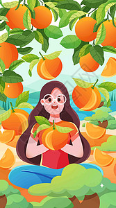 直播水果推荐农产品带货竖屏插画插画
