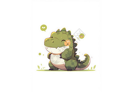 可爱卡通绿色鳄鱼绿色可爱的卡通小恐龙插画