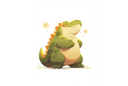 开心笑肥胖的卡通小恐龙背景图片