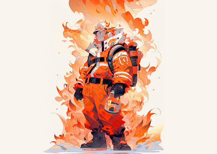 手提灭火装备酷酷的卡通消防员图片