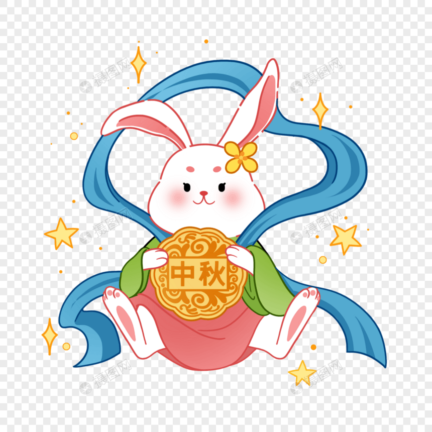 中秋节可爱卡通月兔素材图片