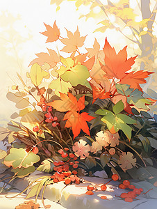 秋天红色的卡通枫叶图片