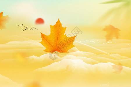 飞舞的落叶秋天枫叶背景设计图片