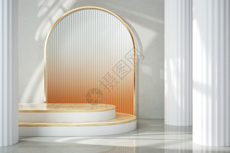 欧式大理石3D立体简约欧式风格电商展台设计图片