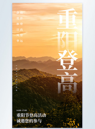 重阳节夕阳红写实风重阳节竖版摄影图海报模板