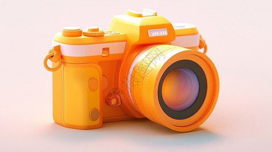 橙色立体卡通照相机背景图片