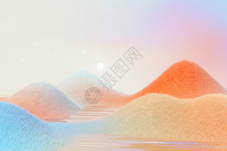 雪晶盐Blender唯美意境3D毛绒场景设计图片