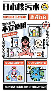 日本核污水之不宜使用的产品宽屏插画图片