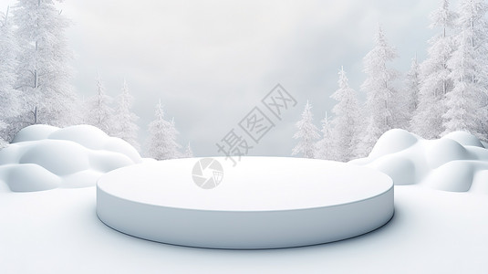 冬天雪景电商圣诞节产品展示台背景图片