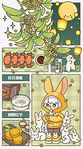 喝奶茶的兔子中秋之团圆佳节宽屏插画插画