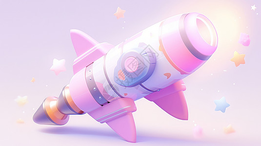 粉色可爱的卡通火箭图片