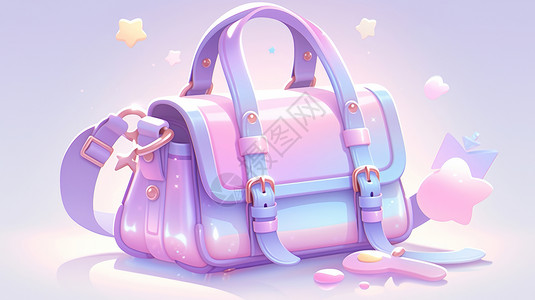 粉色可爱的卡通手提包背景图片