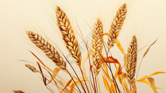 秋天即将丰收的卡通麦子图片
