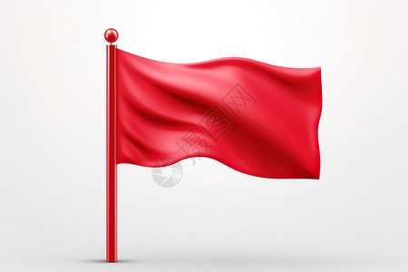 红色旗帜组合红色旗帜红旗飘飘插画