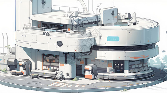 科技现代的卡通商店背景图片