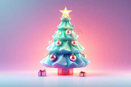 圣诞树PNG可爱3D立体圣诞树插画