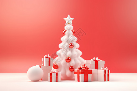 圣诞树立体礼物盒堆头高清图片