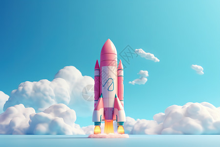 发射的火箭3D图片