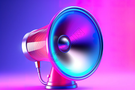 紫色扬声器3D立体扬声器图标插画