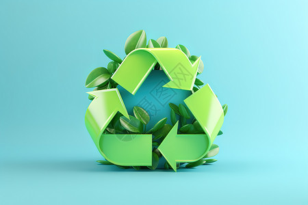 3D立体环保绿色回收符号背景图片