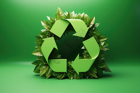 3D立环保绿色回收符号背景图片