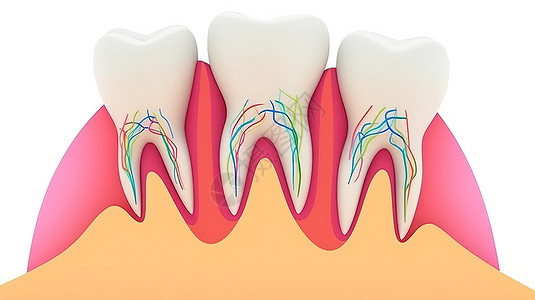 卡通牙齿结构插图背景图片