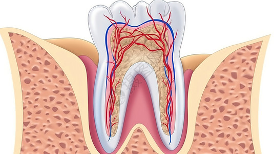 身体结构牙齿卡通横切面创意概念图插画