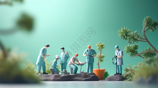 护理安全小知识医生护士护理微观创意小人场景插画