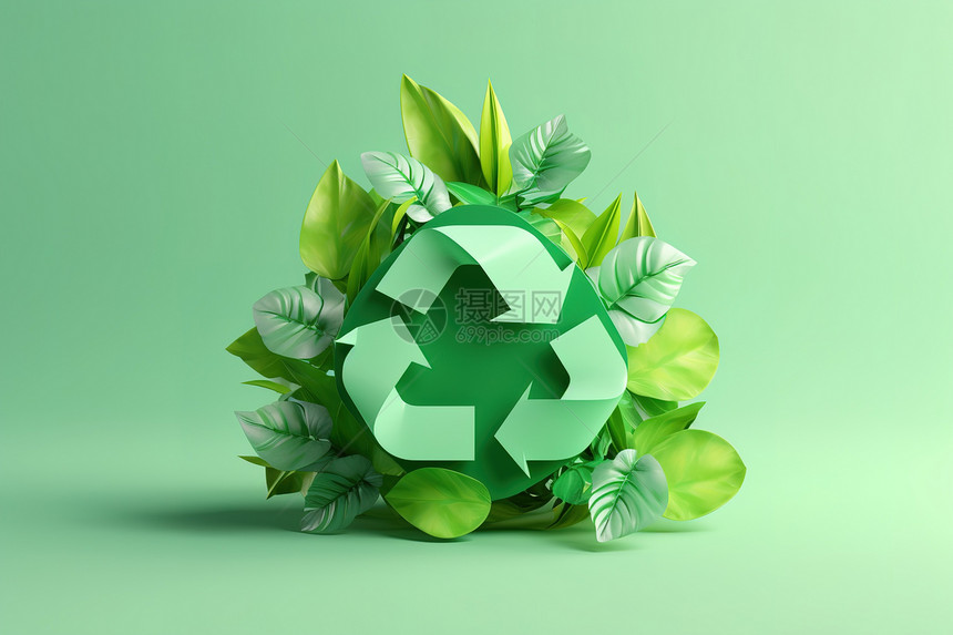 绿色环保回收符号创意图图片