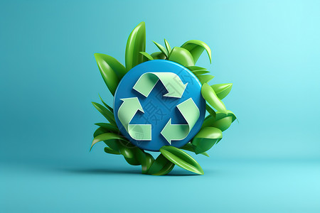 回收符号3D立体绿色回收环保插画