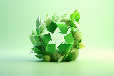回收符号绿色3D回收环保插画
