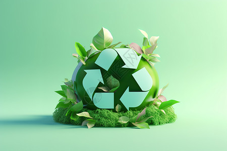 立体3D绿色回收环保背景图片