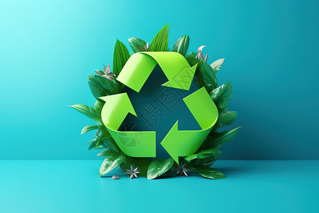 环保回收标志3D图标背景图片