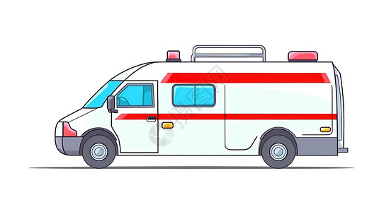 医疗救护车卡通插图背景图片