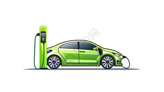 共享电车新能源汽车充电图标插画