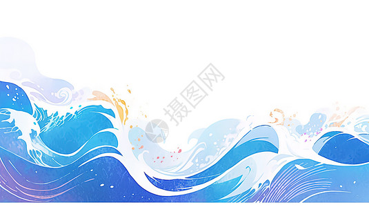 水元素背景白色背景波浪插画