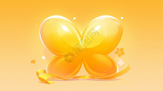 黄色可爱的四个花瓣的卡通花朵图片