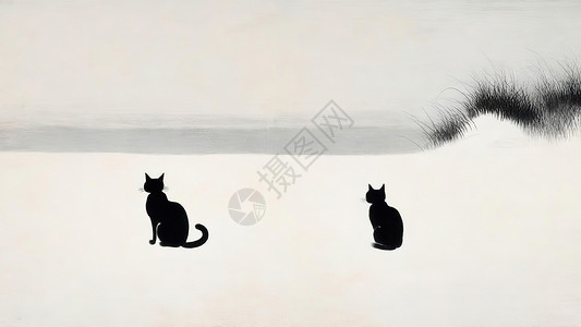 极简立冬黑猫极简插画插画