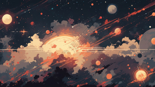 科幻星球扁平风卡通背景背景图片
