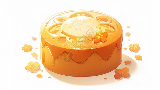 圆圆美味的卡通月饼背景图片