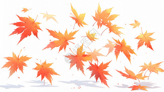 秋天飘落的卡通枫叶背景图片