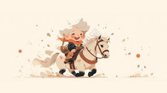 骑着小白马狂奔的卡通小王子背景图片