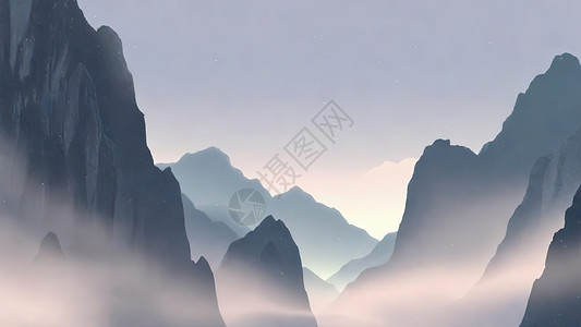 山脉粉彩柔光轮廓背景图片
