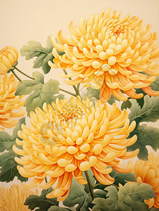 盛开的黄色卡通菊花背景图片
